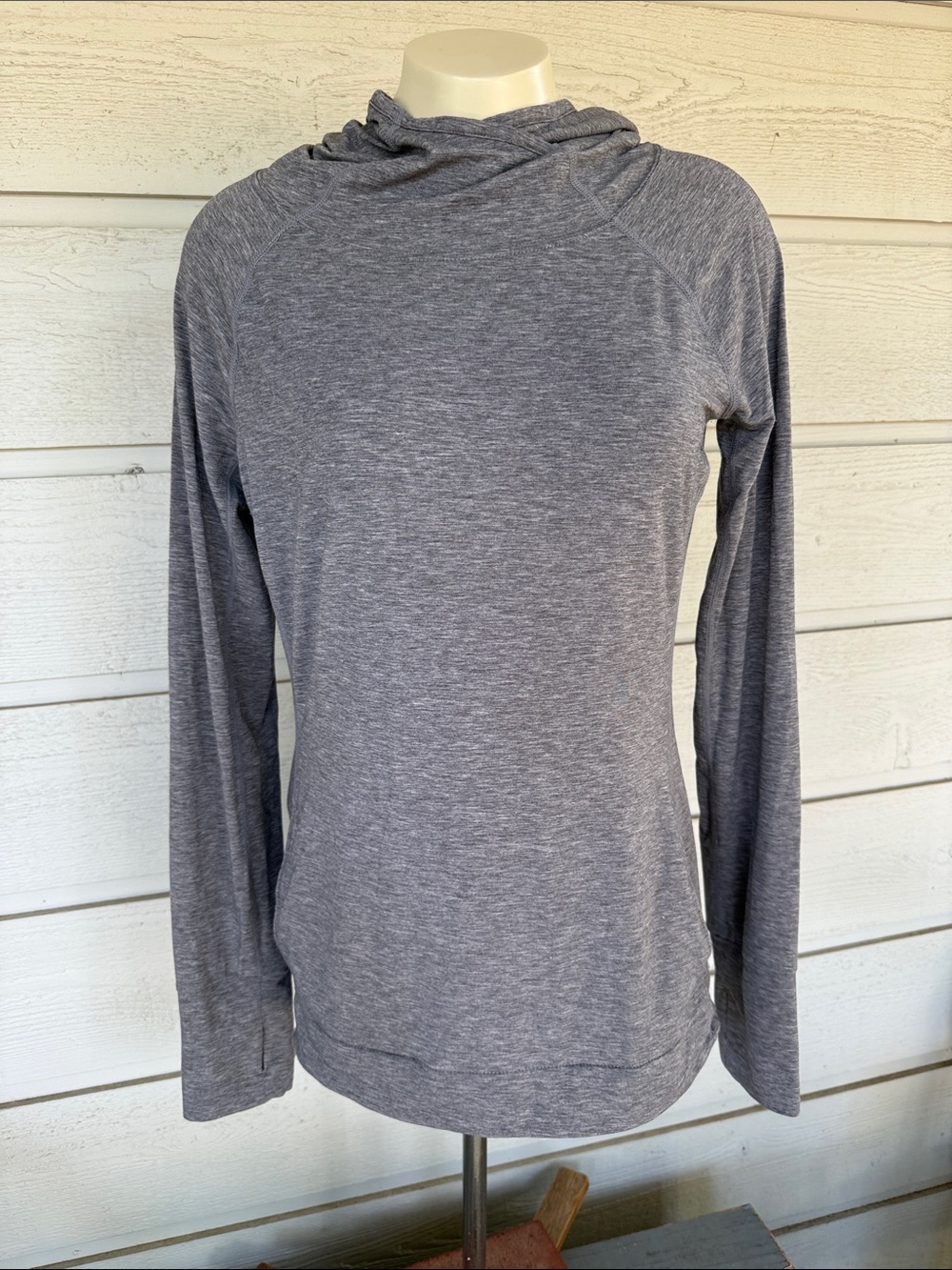 GAP Women's Heather Gray Hooded Long-Sleeve Jersey